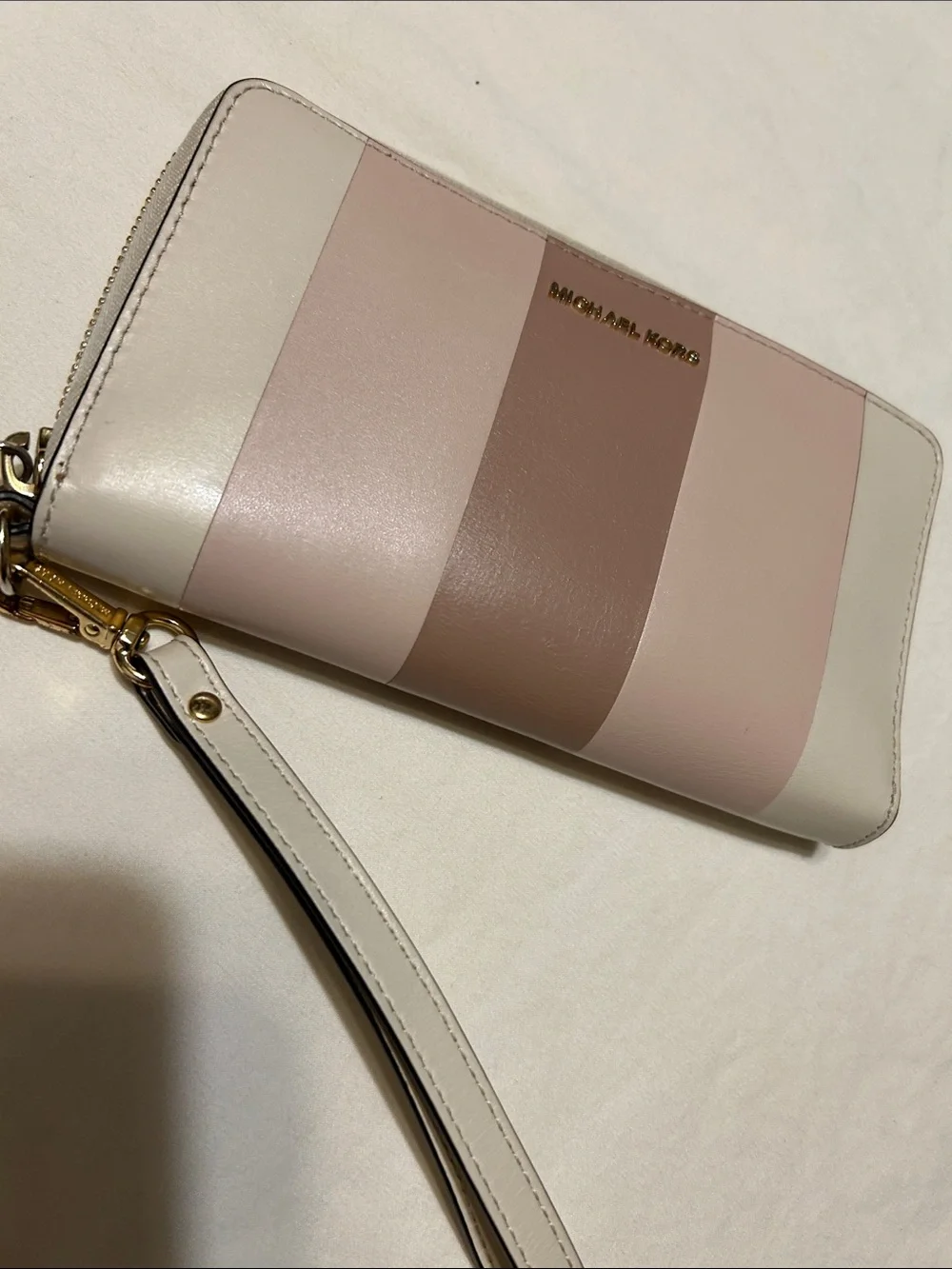 Michael Kors Tricolor Blush & Neutral Leather Wristlet